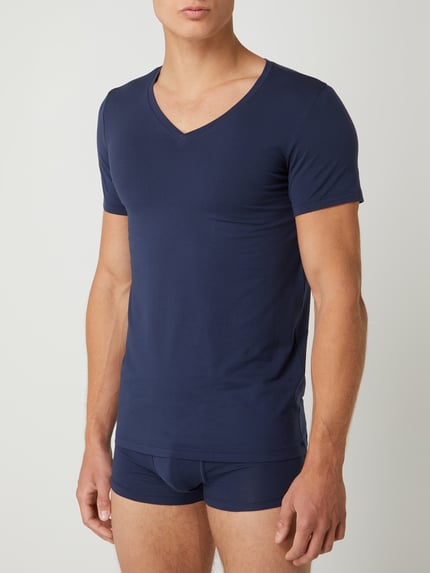 HANRO T-shirt met V-hals Donkerblauw - 3