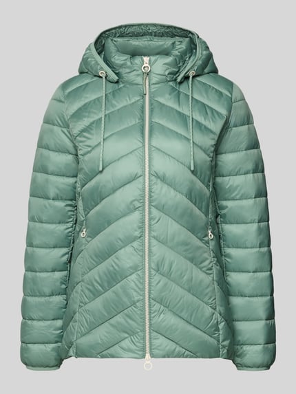 Produktfoto, Regular Fit Steppjacke mit abnehmbarer Kapuze von s.Oliver RED LABEL in Uni-Optik, mintgrün, Reißverschluss, Reißverschlusstaschen, lange Ärmel, elastischer Abschluss, glatte Steppstruktur