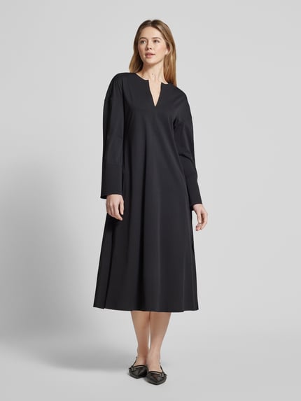 MM by Max Mara Midi-jurk met V-hals, model 'RAPACE' Zwart - 4