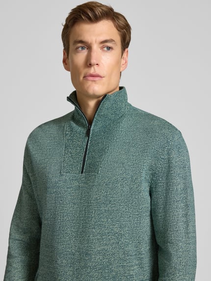 Tom Tailor Denim Bluza z kołnierzem o kroju regular fit z czystej bawełny Miętowy melanż 3