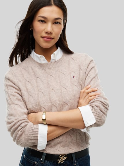 Tommy Hilfiger Regular Fit Pullover aus reiner Wolle  Sand 3