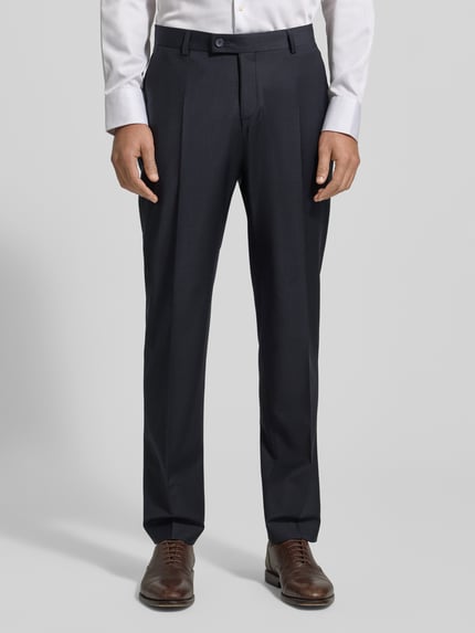 bugatti Regular fit pantalon met persplooien Marineblauw - 4