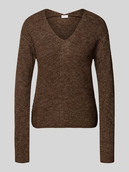 s.Oliver RED LABEL Regular fit gebreide pullover met wol Donkerbruin - 2