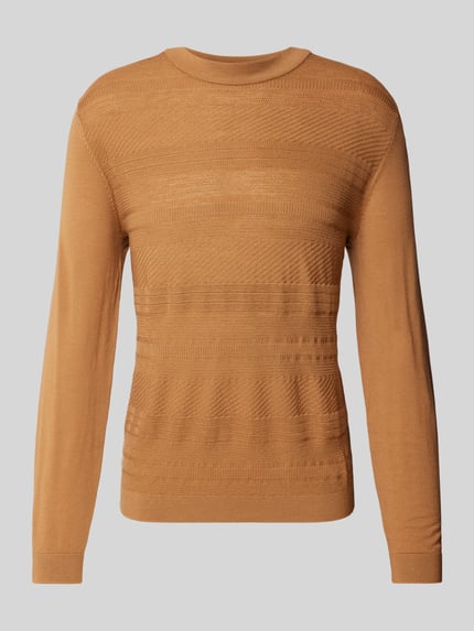 Selected Wollpullover mit Strukturmuster Modell 'TRAY' Cognac 2