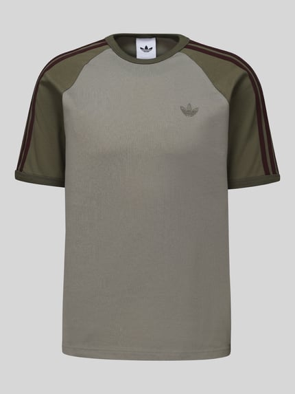 adidas Originals T-Shirt aus Leinen mit Kontraststreifen Graphit 2