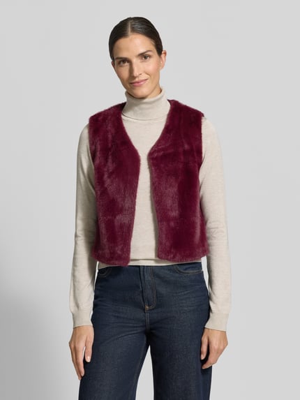 ZABAIONE Regular fit bodywarmer van imitatiebont in effen design Bordeaux - 4