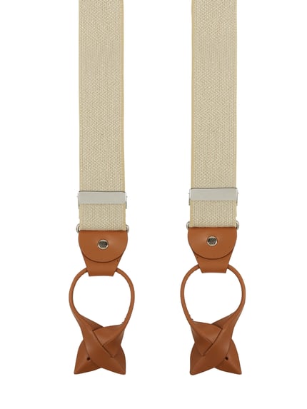 Produktfoto, Hosenträger in Geschenkbox von Lloyd Men's Belts, kremowe tkaniny, brązowe skórzane detale, Y-Form, Vario Knopf-Clips, prezentowy kontekst