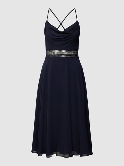 VM by Vera Mont Cocktailkleid mit Wasserfall-Ausschnitt Dunkelblau 2