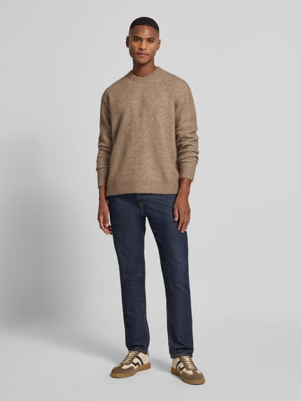 Selected Relaxed fit gebreide pullover met wol, model 'RAI BRUSHED' Hazelnoot - 1