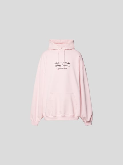 VETEMENTS Bluza z kapturem o kroju oversized z wyhaftowanym logo Jasnoróżowy 2