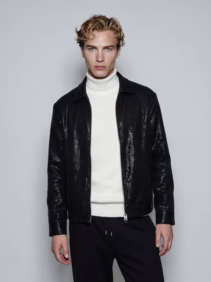 HUGO Bomberjacke mit glänzender Strukturoptik Black 4