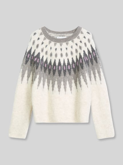 Marc O'Polo Pullover aus Wolle Alpaka mit Jacquard-Strick Beige 2