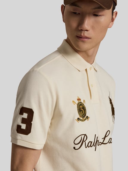 Polo Ralph Lauren regular fit poloshirt van pure katoen met patches en stitchings Zand - 3