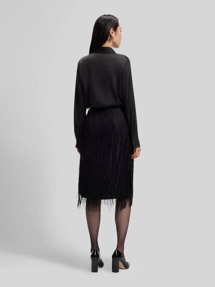 BOSS Longline Seidenbluse mit Logo-Detail Black 5