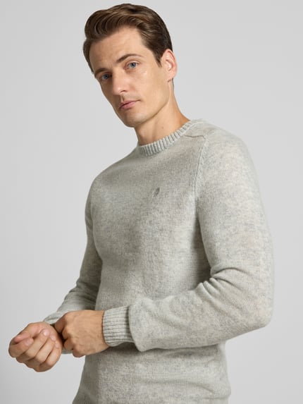 MCNEAL Regular Fit Strickpullover aus reiner Wolle Mittelgrau Melange 3