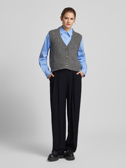 LeGer Loose fit stoffen broek met bandplooien model 'Cassidy' Zwart - 1
