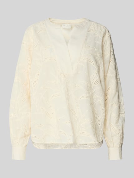 relaxed fit tuniekblouse met opengewerkte borduursels Shop The Look MANNEQUINE