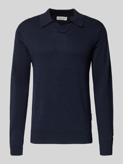 Produktfoto, Regular Fit Longsleeve aus Lyocell-Mix Modell 'Bells' van Casual Friday, polokraag, breistructuur, ruglengte 71 cm, donkerblauw