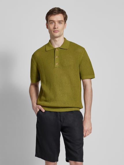 MANGO Regular Fit Poloshirt mit Knopfleiste Modell 'LIBRE' Gruen 4