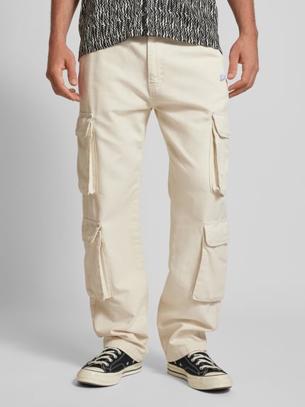 PEGADOR Wide Leg Cargohose mit Label-Stitching Modell 'PRETO' Offwhite 4