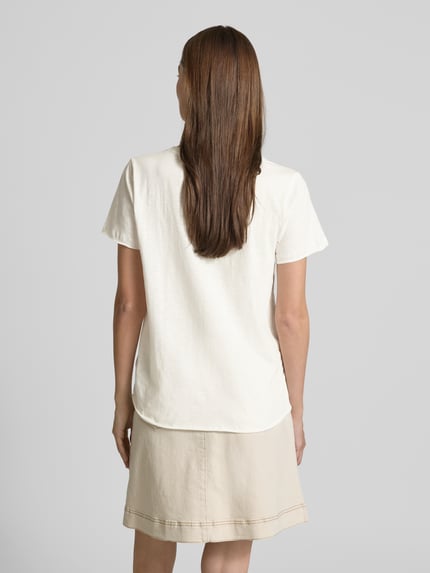 MOS MOSH T-Shirt mit geripptem V-Ausschnitt Modell 'Nadine' Offwhite 5