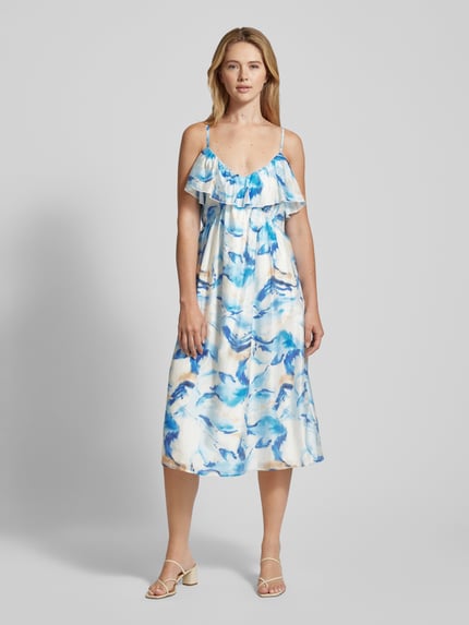 VERO MODA Midi Freizeitkleid mit Spaghettiträgern 'OSANA' Blau 4