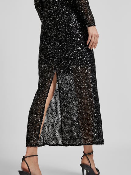 Selected Maxikleid mit Paillettenbesatz Modell 'NOEL' Black 3