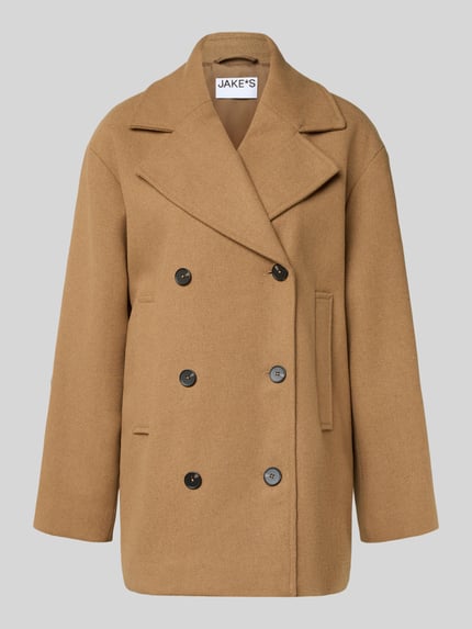 Jake*s Casual Relaxed fit jack met wol en viscose Camel - 2