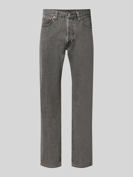 Produktfoto, Straight Fit Jeans aus reiner Baumwolle Modell '501®' von Levi's®, denimlook, 5-pocketmodel, labelpatch, label in reliëf, riemlussen, knoop- en ritssluiting, twill, materiaal: puur katoen
