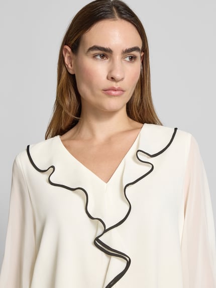 s.Oliver BLACK LABEL Regular fit blouse met lange mouwen met volants Wit - 3