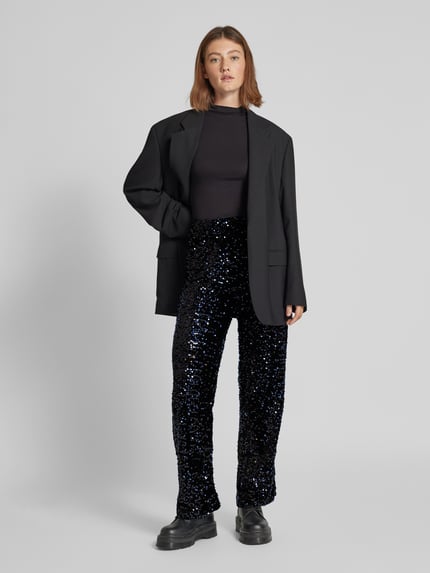 PIECES Relaxed Fit Weite Hose mit Pailletten Modell 'KAM' Black 1