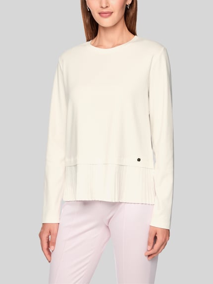 Marc Cain Regular Fit Langarmshirt aus Baumwoll-Mix  Offwhite 4