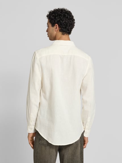 Tommy Jeans Regular Fit Freizeithemd aus Leinen-Baumwoll-Mix Offwhite 5