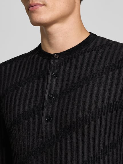 Emporio Armani Regular Fit Strickpullover aus Leinen-Viskose-Mix Black 3