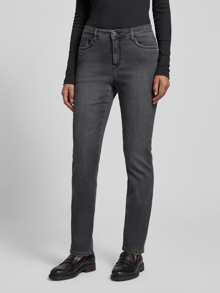 Brax Slim fit jeans in used-look, model 'MARY THERMO' Donkergrijs - 4