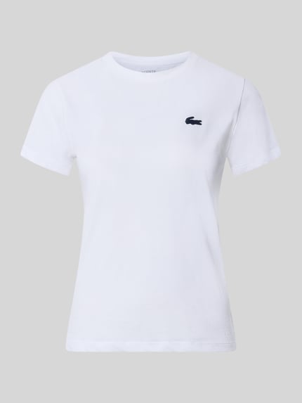 Produktfoto, białe Slim Fit Sport-T-Shirt aus Baumwoll-Mix von Lacoste, gładka faktura, damskie, Lacoste Sport