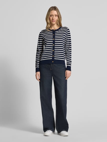 Tommy Hilfiger regular fit gebreid jack van katoenmix Marineblauw - 1
