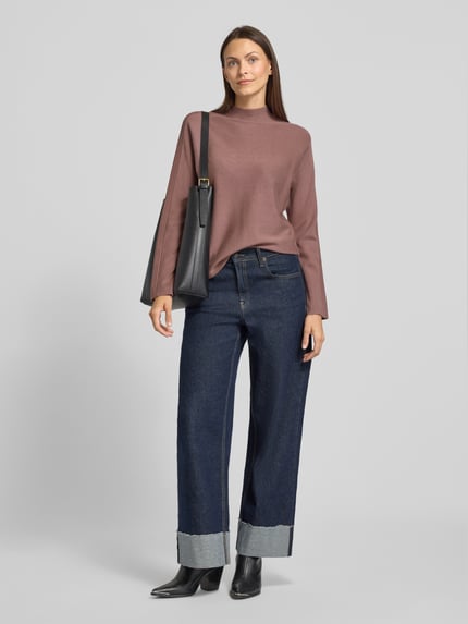 COMMA Strickpullover aus Viskose-Mix mit Stehkragen Mauve 1