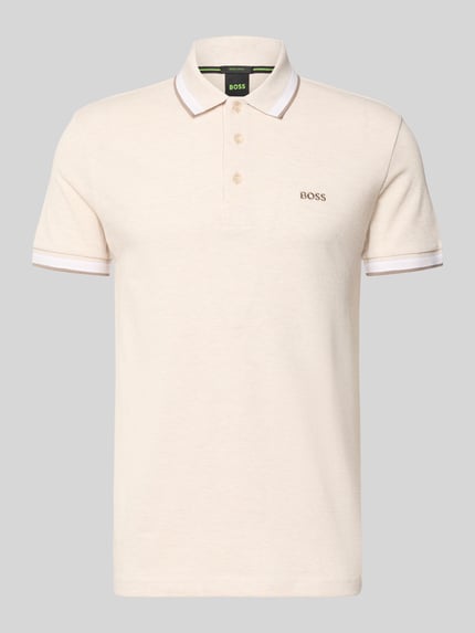 Produktfoto, jasnobeżowa koszulka polo z kołnierzykiem, krój regular fit, model 'PADDY' z bawełny od BOSS Green