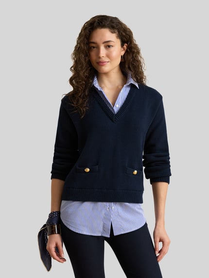 Lauren Ralph Lauren Pullover mit Zierknöpfen am Saum Marine Melange 4