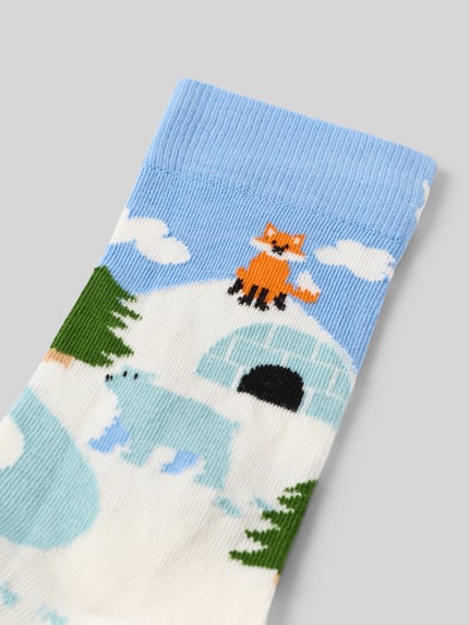 Happy Socks Socken aus elastischem Baumwoll-Mix Modell 'Winter Life' Hellblau 2