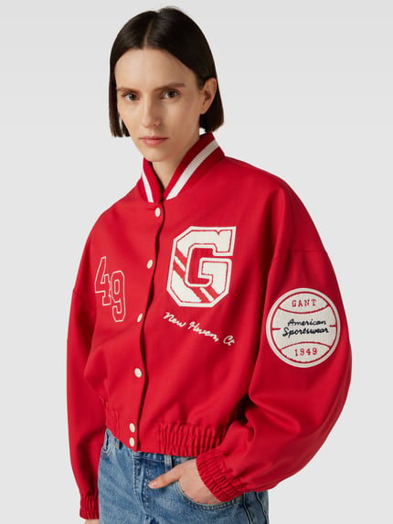GANT Cropped College-Jacke mit Label-Patch Rot 3