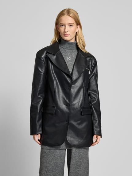 Karo Kauer Leren blazer met reverskraag Zwart - 4