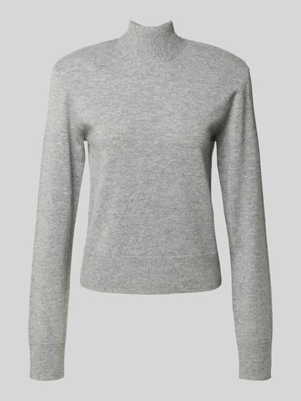Produktfoto, Regular Fit Pullover aus Woll-Mix von ROTATE, szary, mieszanka wełny, imitacja dzianiny, golf, poduszki na ramionach, długość tyłu w rozmiarze S: 50 cm