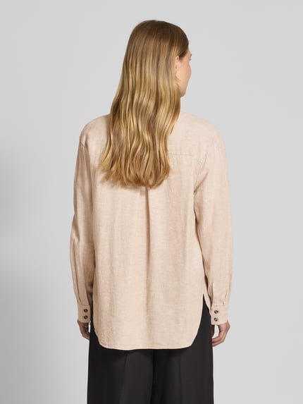 FREE/QUENT Bluzka lniana o kroju relaxed fit z kieszenią na piersi model ‘Lava’ Piaskowy melanż 5