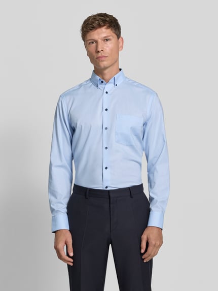 OLYMP Luxor Comfort Fit Businesshemd mit floraler Innenleiste Bleu 4