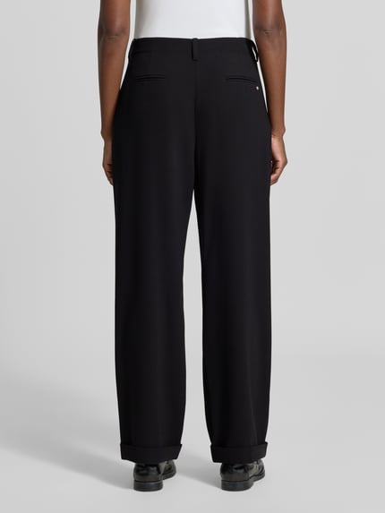 Armani Exchange Spodnie materiałowe o kroju relaxed fit z zakładkami w pasie Czarny 5