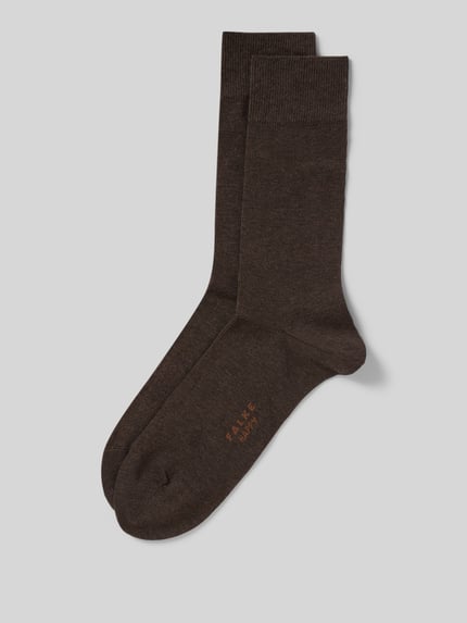 Produktfoto, Socken im 2er-Pack von FALKE für Herren, braun, Baumwollmischung, Modell Happy, breiter Komfortbund, verstärkte Ferse und Spitze.