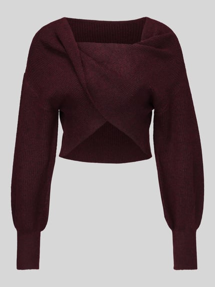 PIECES Sweter w optyce kopertowej o kroju regular fit model 'AVA' Bordowy 2