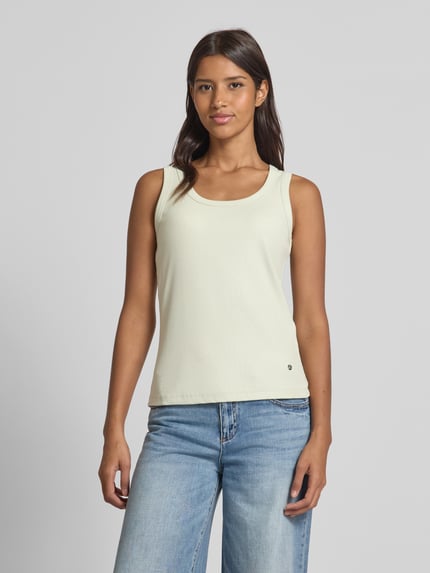 MOS MOSH Tanktop met ribboorden, model 'Casa' Lindegroen - 4